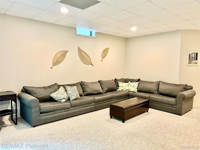 5089 Northfield Dr, Howell, MI 48843 - carpeted living area with a paneled ceiling and recessed lighting