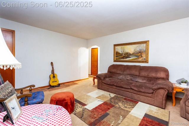 4144 Hillcrest Dr, Warren, MI 48092 - living room featuring arched walkways and light carpet