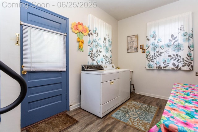 4144 Hillcrest Dr, Warren, MI 48092 - washroom featuring washer and dryer and dark wood-style flooring