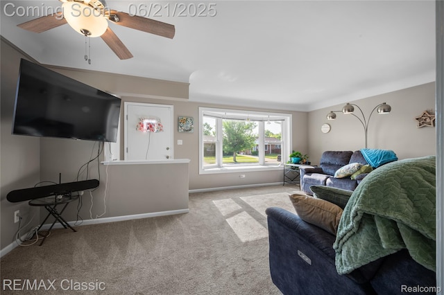 6622 Schaller St, Garden City, MI 48135 - carpeted living area featuring ceiling fan and baseboards
