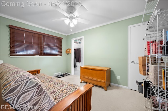 6622 Schaller St, Garden City, MI 48135 - bedroom with carpet flooring, crown molding, and ceiling fan