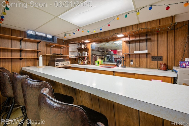 6622 Schaller St, Garden City, MI 48135 - indoor dry bar featuring wooden walls