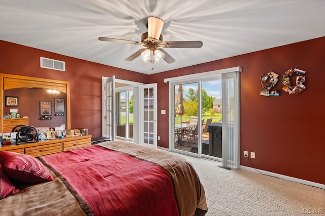 3564 Sapphire Dr, Adrian, MI 49221 - bedroom with access to outside, carpet flooring, and a ceiling fan