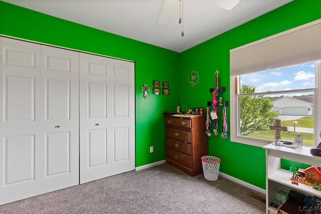 3564 Sapphire Dr, Adrian, MI 49221 - carpeted bedroom featuring a closet and ceiling fan