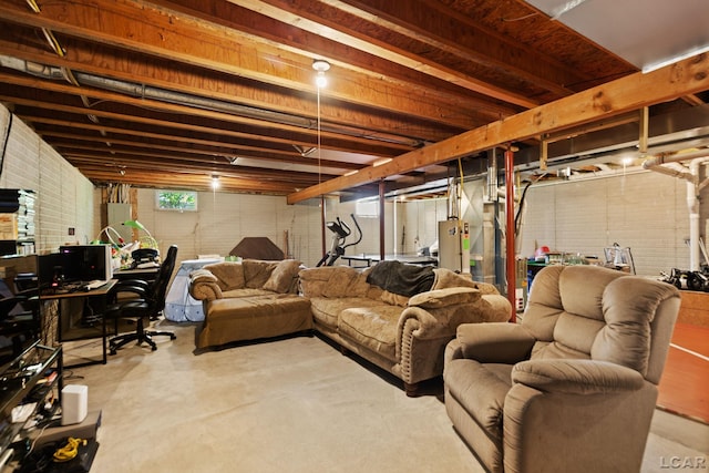 3564 Sapphire Dr, Adrian, MI 49221 - below grade area with gas water heater and a desk