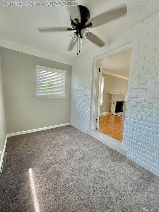 10351 Kramer, Detroit, MI 48204 - carpeted spare room with a ceiling fan and a fireplace