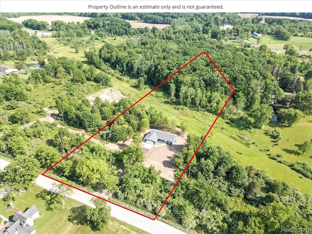 9711 Crawford, Columbus, MI 48063 - aerial view of property and surrounding area with property boundaries highlighted