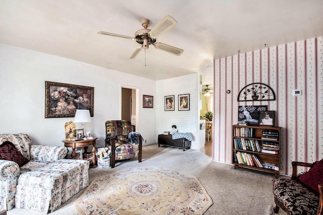 1538 Sheridan Ave, Niles, MI 49120 - carpeted living room with ceiling fan