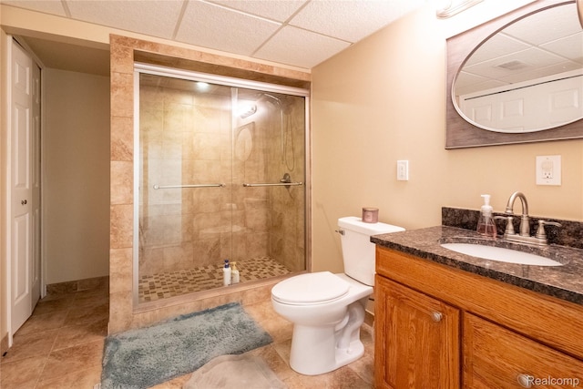 3970 May Center Rd, Lake Orion, MI 48360 - bathroom with a shower stall, vanity, and a drop ceiling