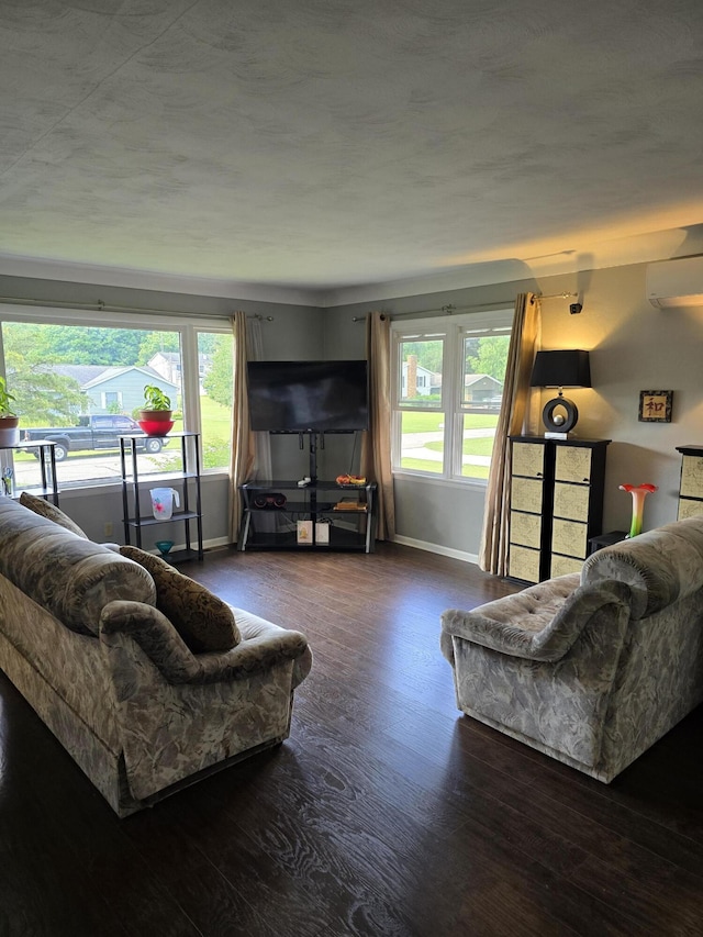 28548 Fairlane Dr, Dowagiac, MI 49047 - living area featuring wood finished floors and a wall mounted air conditioner