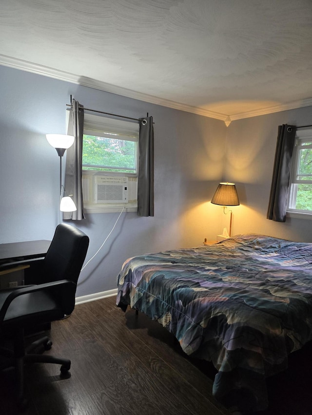 28548 Fairlane Dr, Dowagiac, MI 49047 - bedroom featuring ornamental molding, cooling unit, and wood finished floors