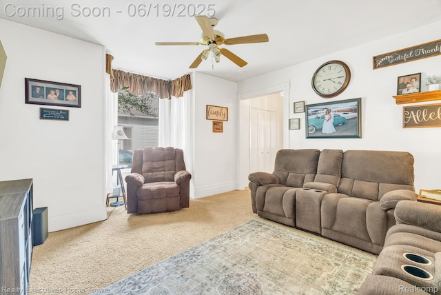 727 Minnie St, Port Huron, MI 48060 - carpeted living area with a ceiling fan and baseboards