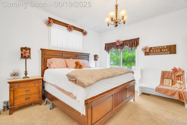 727 Minnie St, Port Huron, MI 48060 - bedroom with light carpet and a chandelier