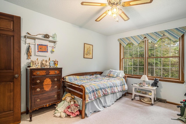 4686 Doug Dr, Whitehall, MI 49461 - carpeted bedroom featuring ceiling fan and a textured ceiling
