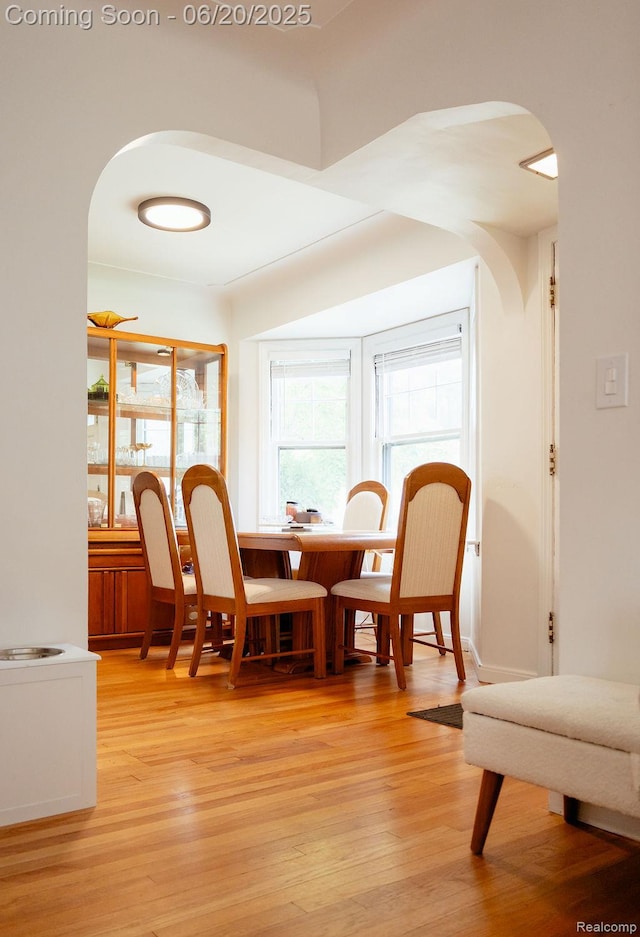 632 S Edison Ave, Royal Oak, MI 48067 - dining room with arched walkways and light wood-style floors