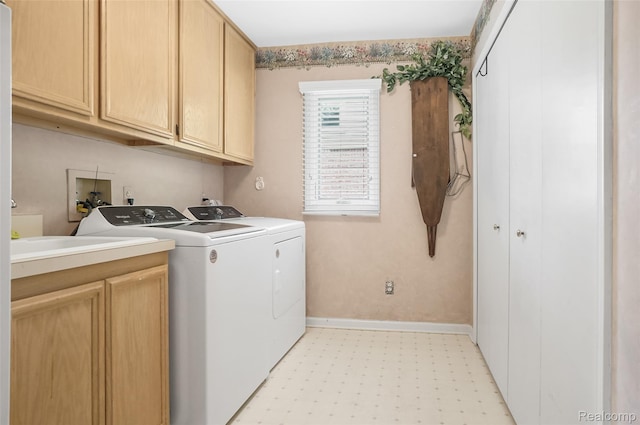 2942 Bywater Dr, Troy, MI 48085 - laundry area with independent washer and dryer, cabinet space, and light flooring