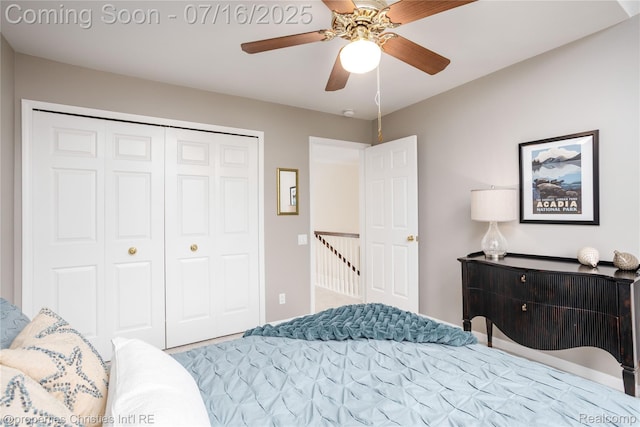 22080 Chase Dr, Novi, MI 48375 - bedroom with a closet and ceiling fan