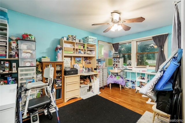 5045 Baldwin Rd, Swartz Creek, MI 48473 - office featuring ceiling fan and wood finished floors