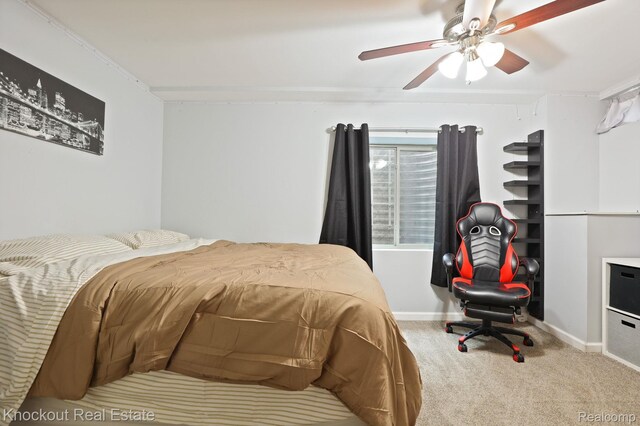 605 Shawnesee, Flushing, MI 48433 - carpeted bedroom with baseboards and a ceiling fan