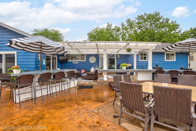 605 Shawnesee, Flushing, MI 48433 - view of patio / terrace featuring a pergola, outdoor dining area, and an outdoor living space