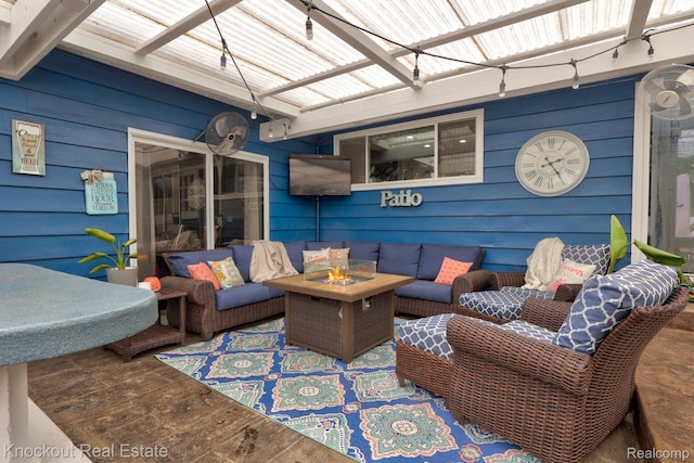 605 Shawnesee, Flushing, MI 48433 - view of patio with an outdoor living space with a fire pit