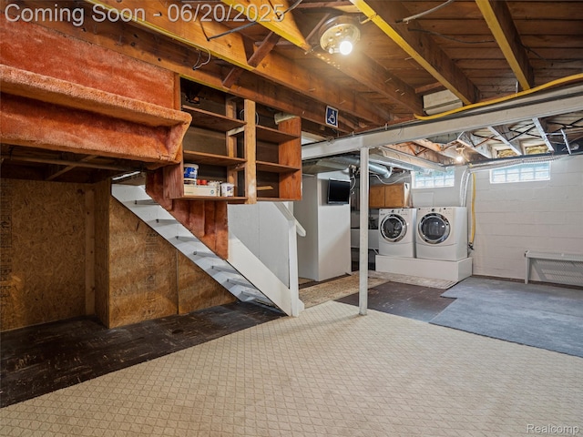 3299 Goodrich St, Ferndale, MI 48220 - below grade area featuring washer and clothes dryer and stairway