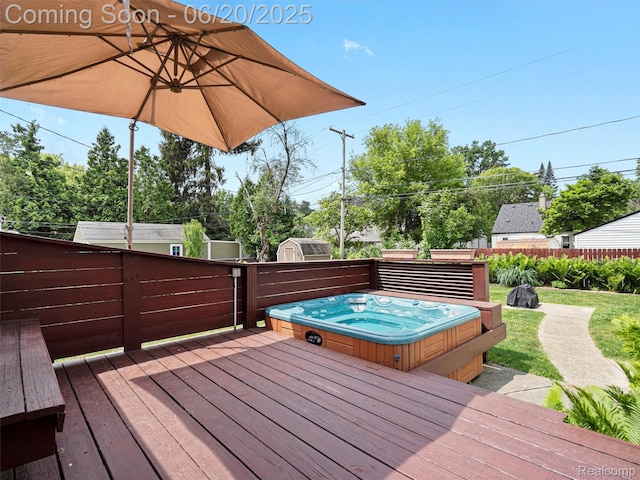 3299 Goodrich St, Ferndale, MI 48220 - wooden terrace with a shed and a fenced backyard
