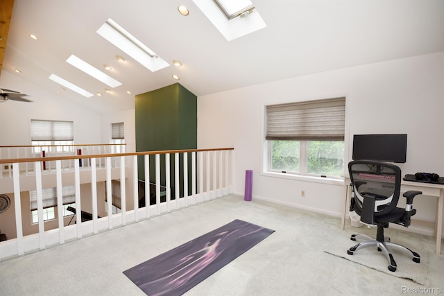 5100 Kings Gate Way, Bloomfield Hills, MI 48302 - carpeted office space with a skylight, lofted ceiling, and recessed lighting