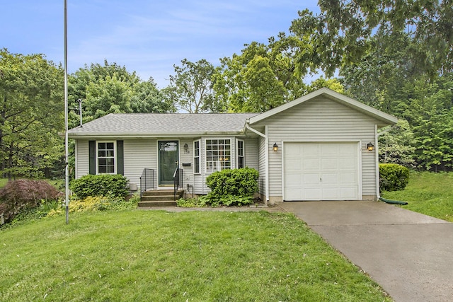 238 Baynton Ave NE, Grand Rapids, MI 49503 - ranch-style house featuring an attached garage, a front lawn, concrete driveway, and roof with shingles