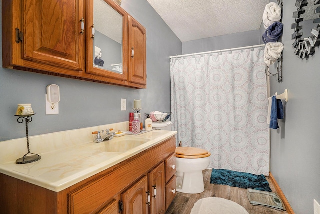50 S Bock Rd, Muskegon, MI 49442 - full bathroom with vanity, wood finished floors, a textured ceiling, and curtained shower