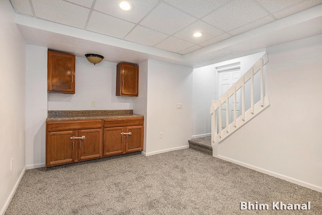 2492 Sunny Creek St SE, Kentwood, MI 49508 - bar area with carpet floors, stairs, and recessed lighting
