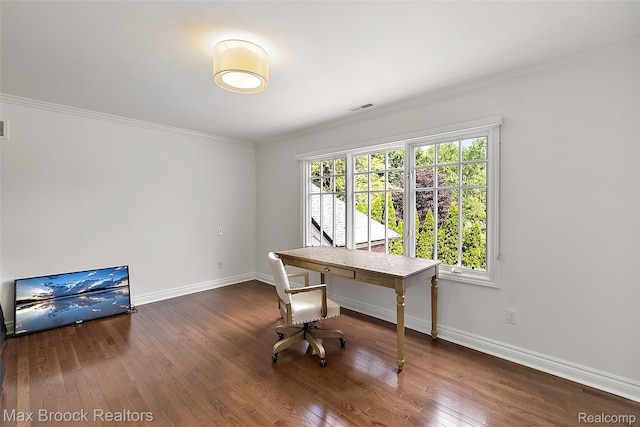 222 Arlington St, Birmingham, MI 48009 - unfurnished office with hardwood / wood-style floors and ornamental molding