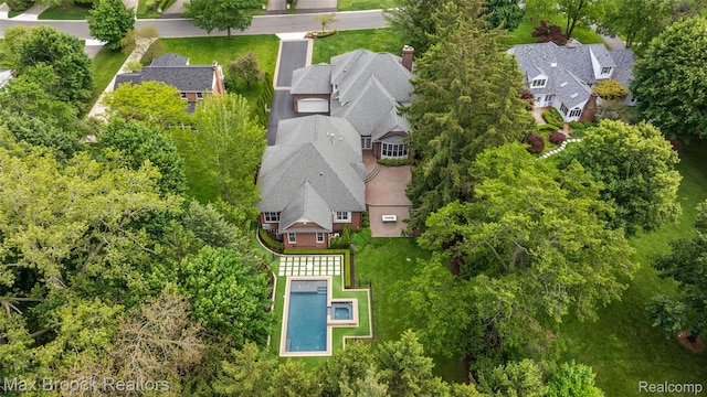 222 Arlington St, Birmingham, MI 48009 - aerial view of residential area with a pool area