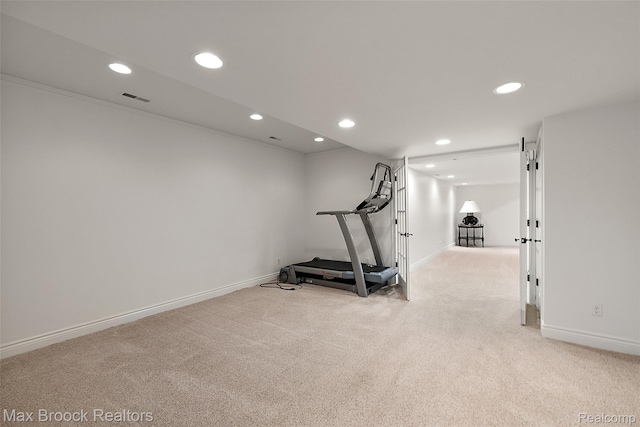222 Arlington St, Birmingham, MI 48009 - workout area with carpet floors and recessed lighting
