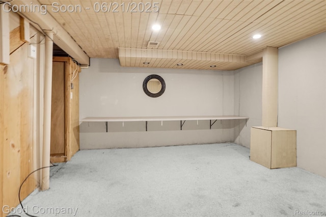 2826 Roundtree Dr, Troy, MI 48083 - finished basement with carpet floors, recessed lighting, and wooden ceiling