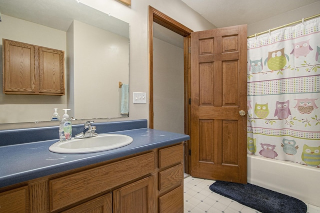 1142 N Peach Ct, Plainwell, MI 49080 - full bathroom with vanity and shower / bathtub combination with curtain