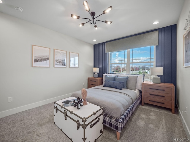 24654 Floret, Macomb, MI 48042 - carpeted bedroom featuring a chandelier and recessed lighting
