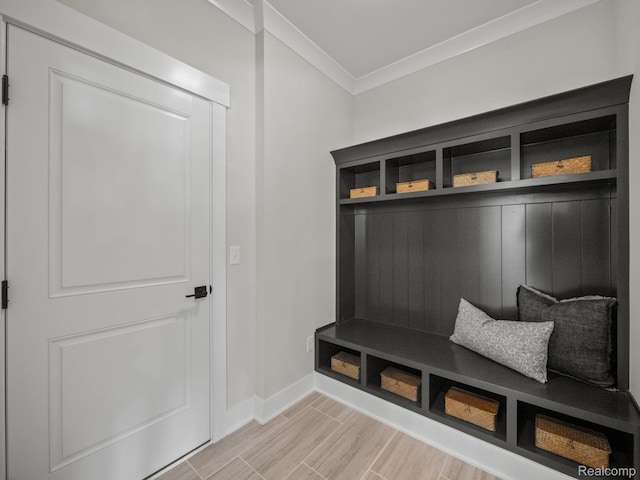 24654 Floret, Macomb, MI 48042 - mudroom featuring crown molding and wood finish floors