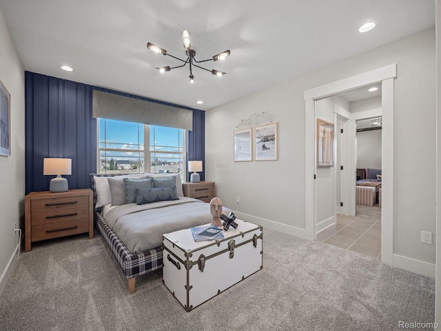 24654 Floret, Macomb, MI 48042 - carpeted bedroom featuring a chandelier and recessed lighting