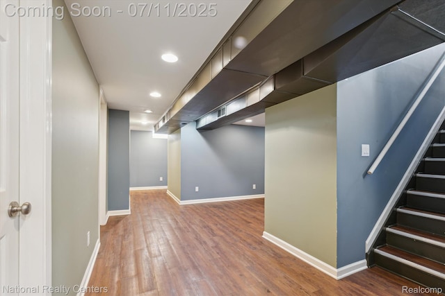 32203 Anita Dr, Westland, MI 48185 - finished basement featuring wood finished floors, recessed lighting, and stairway