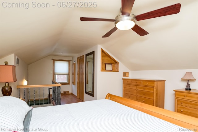 21626 Oconnor St, Saint Clair Shores, MI 48080 - bedroom featuring vaulted ceiling and ceiling fan