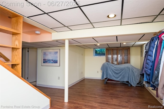 21626 Oconnor St, Saint Clair Shores, MI 48080 - below grade area featuring wood finished floors, recessed lighting, and a paneled ceiling
