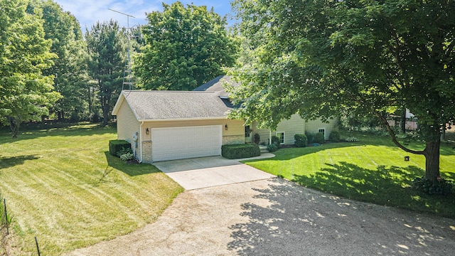 3700 Mapledge Ct NE, Cedar Springs, MI 49319 - view of front of house with a front yard, driveway, a garage, and roof with shingles