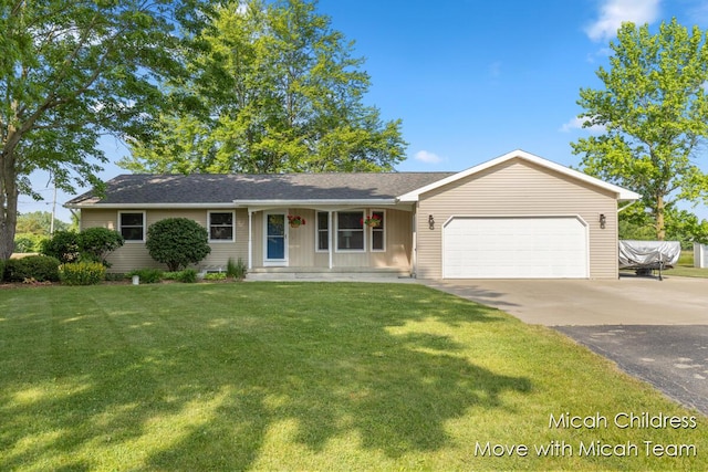 10829 26th Ave NW, Grand Rapids, MI 49534 - ranch-style home featuring driveway, an attached garage, a front lawn, and a porch