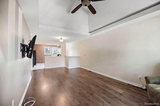 29680 Olympia Ct, Farmington Hills, MI 48336 - unfurnished living room featuring a ceiling fan and dark wood-style floors