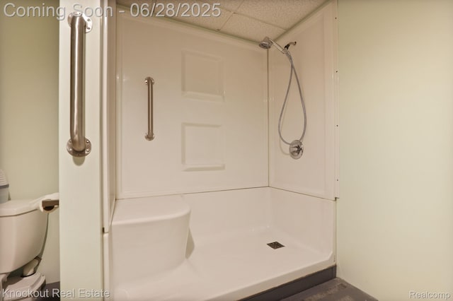 6275 Caine Rd, Vassar, MI 48768 - bathroom with a drop ceiling and a shower