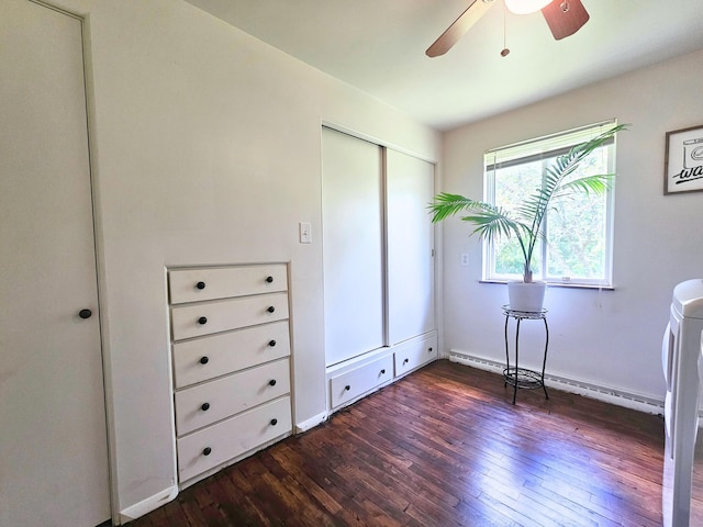 5365 Flushing Rd, Flushing, MI 48433 - bedroom featuring dark wood finished floors, ceiling fan, and a closet