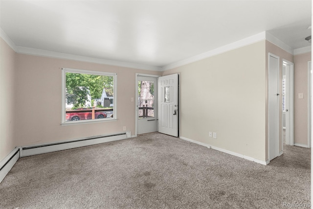 4933 Ziegler St, Dearborn Heights, MI 48125 - carpeted spare room featuring ornamental molding and baseboard heating