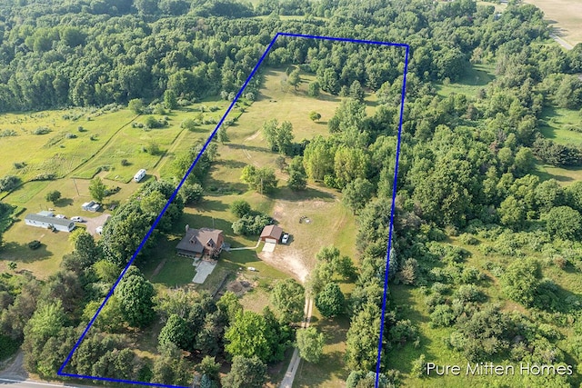 8651 22 Mile Rd NE, Sand Lake, MI 49343 - overview of rural landscape featuring property boundaries highlighted