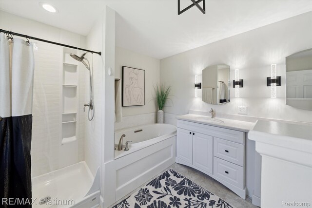 13368 N Fenton Rd, Fenton, MI 48430 - bathroom featuring vanity, a shower with curtain, and a bath